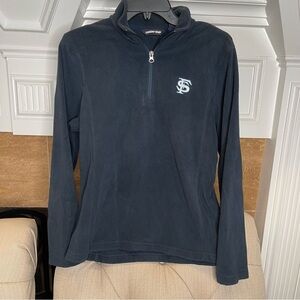 I: Lands End Blue Fleece 1/4 Zip Pullover Shirt Sz M SF Embroidery